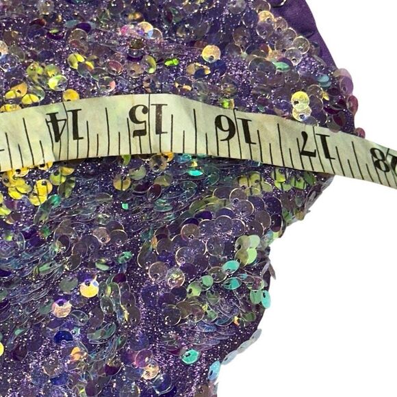 Faeriesty Purple Spaghetti Strap Sequin Bodycon Party Mini Dress Ladies Small - Picture 12 of 15